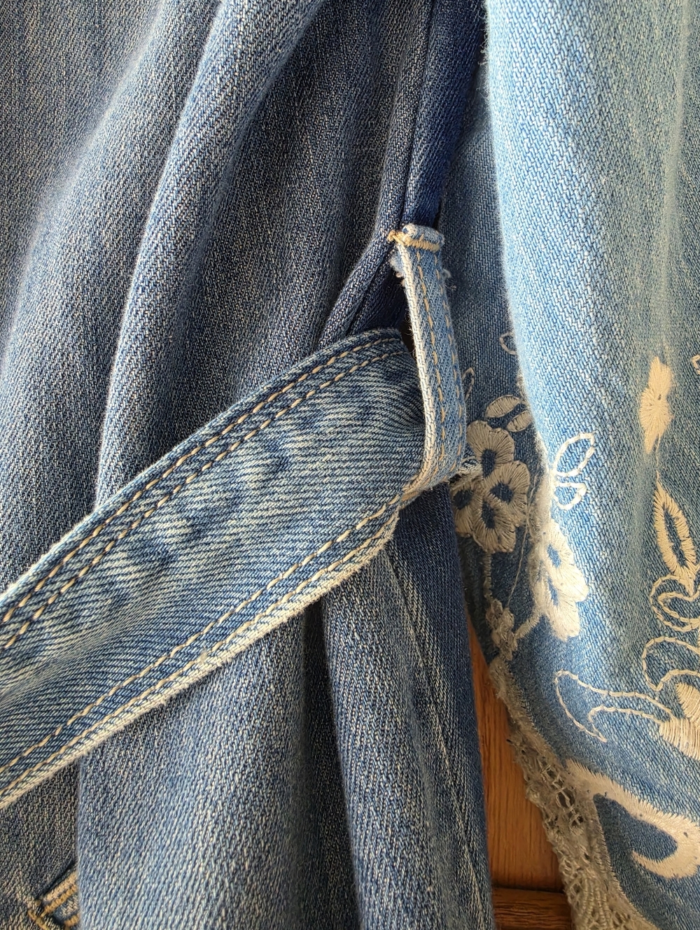 Desigual Patchwork Blue Denim Long Jean Jacket - Picture 16 of 16